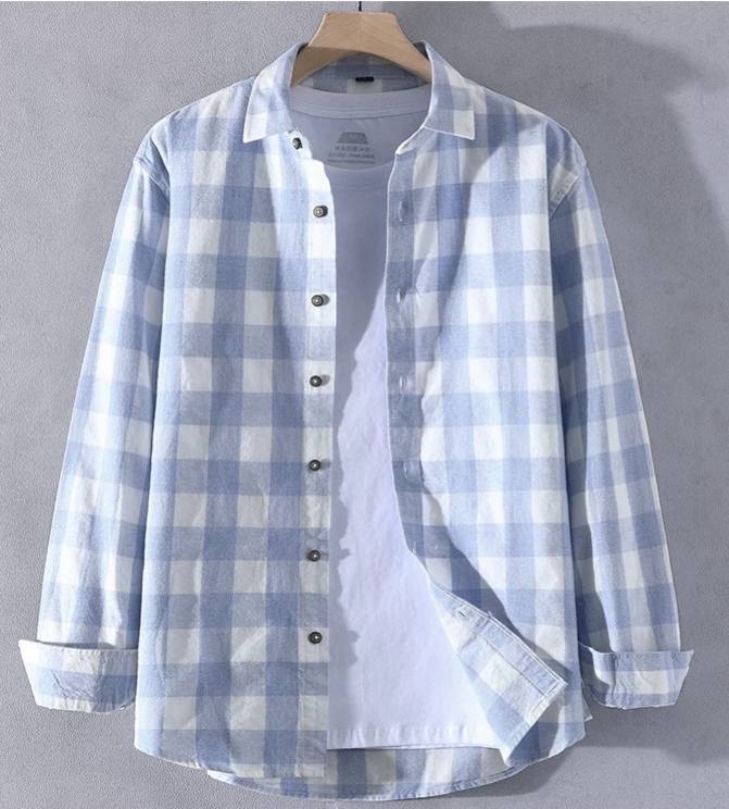 Pure cotton plaid shirt for men