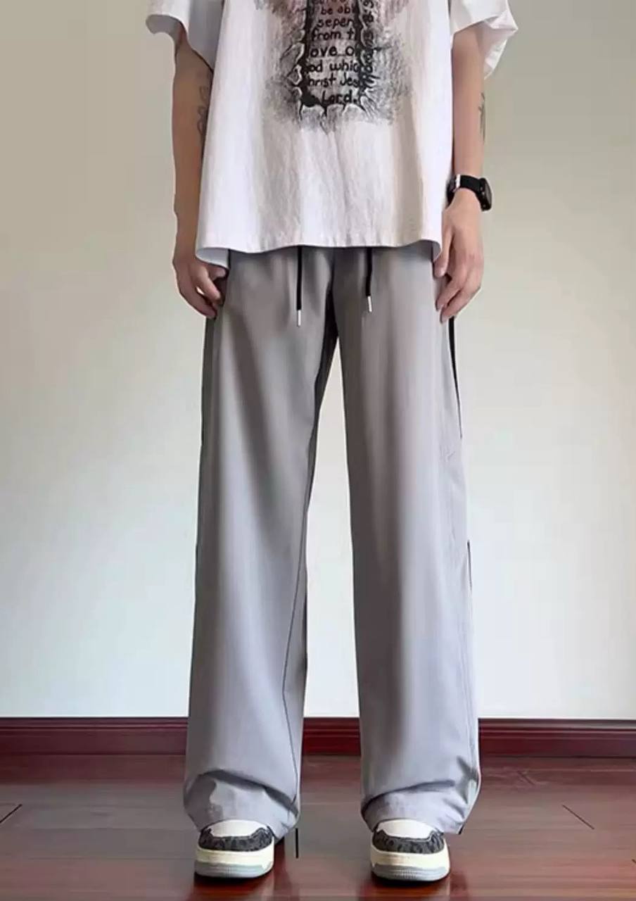 Striped ice silk loose summer pants for men