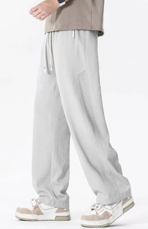 Mesh ice silk men's casual straight pants