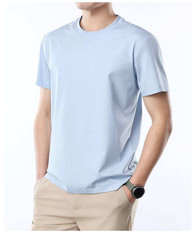 Business casual round neck men's T-shirt Tencel