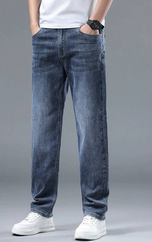 Summer ice silk thin drape jeans for men
