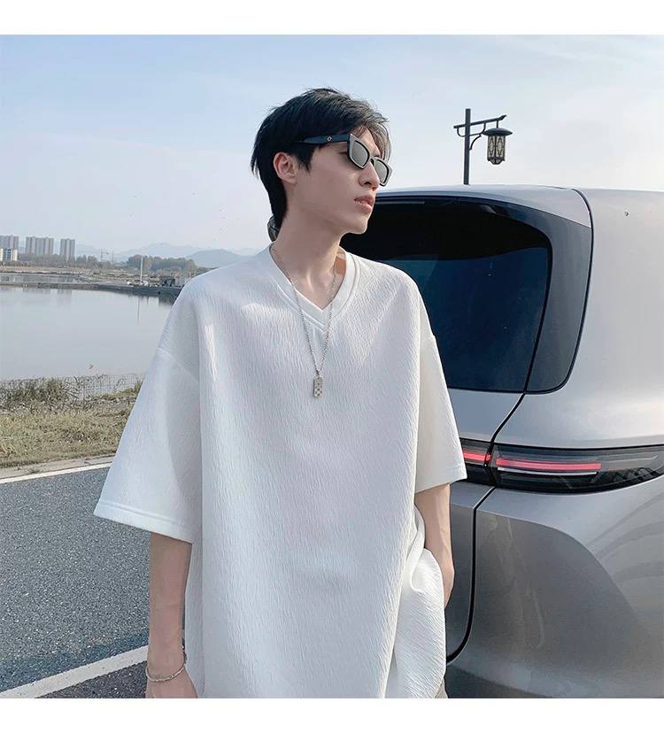 Textured ice silk quick-drying clothing men's casual T-shir