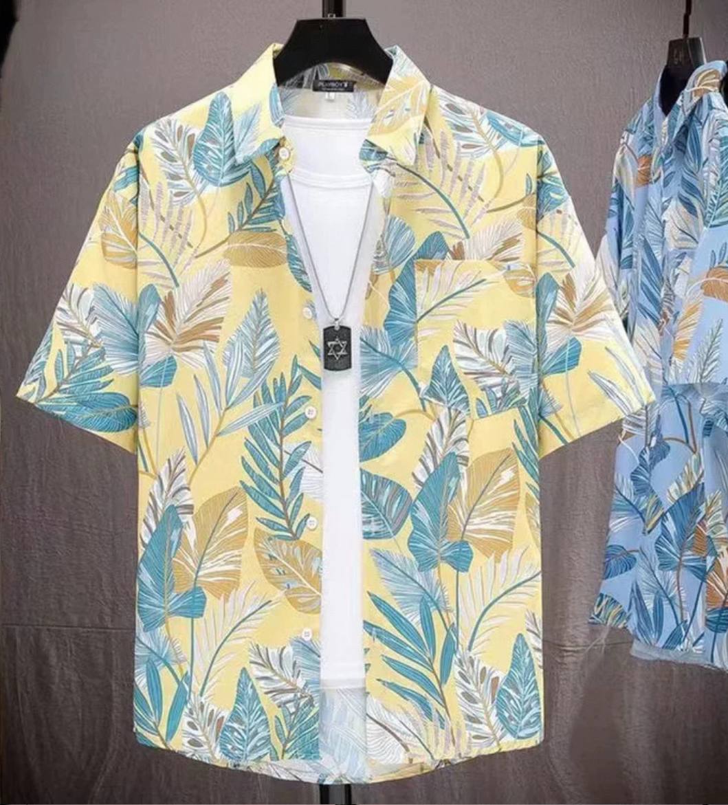 Pure cotton shirt men's loose short-sleeved