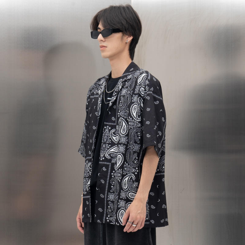 Paisley summer beach style wholesale fashion new design mens short sleeves stree