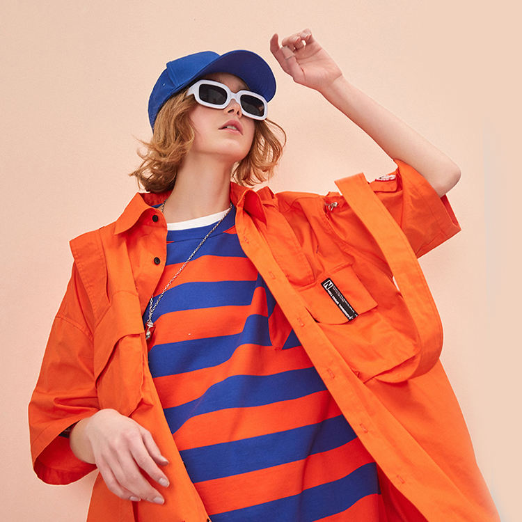 NOCAO new style couple techwear dress women orange back print cartoon casual out