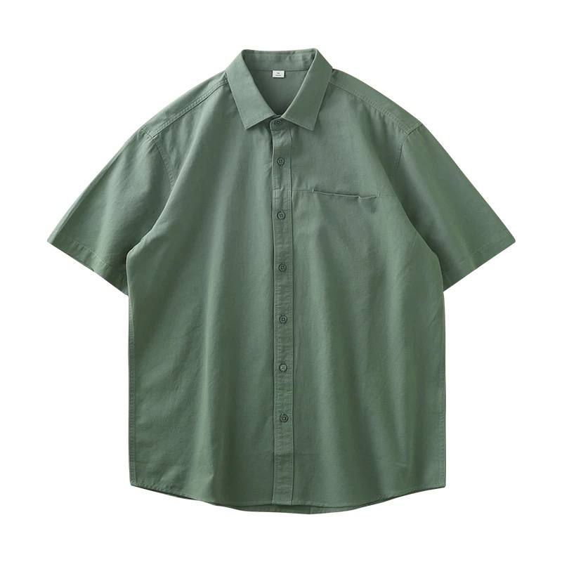 Men's cotton lapel short-sleeved shirt